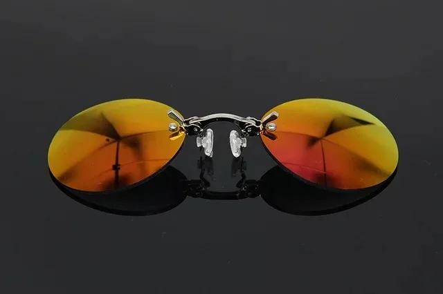 Round Rimless Clip-On Vintage UV400 Sunglasses