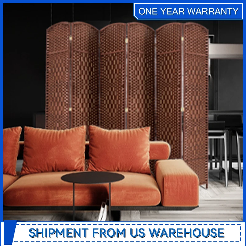 Brown 6 Panels Room Divider Decorative Separation Wall Divider Screen for Indoor and Outdoor