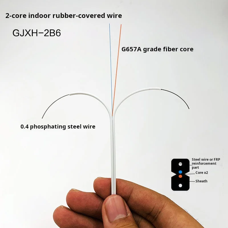 Optical Fiber Indoor Drop Cable Jumper 1 /2 /4 Cores 2 Steel Single Mode without Connector MOQ 50m
