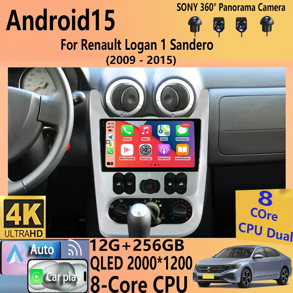 Radio de coche Android 15 para Renault Logan 1 Sandero 2009 - 2015 para Dacia Duster 2010 - 2017 reproductor de vídeo Multimedia navegación s 1