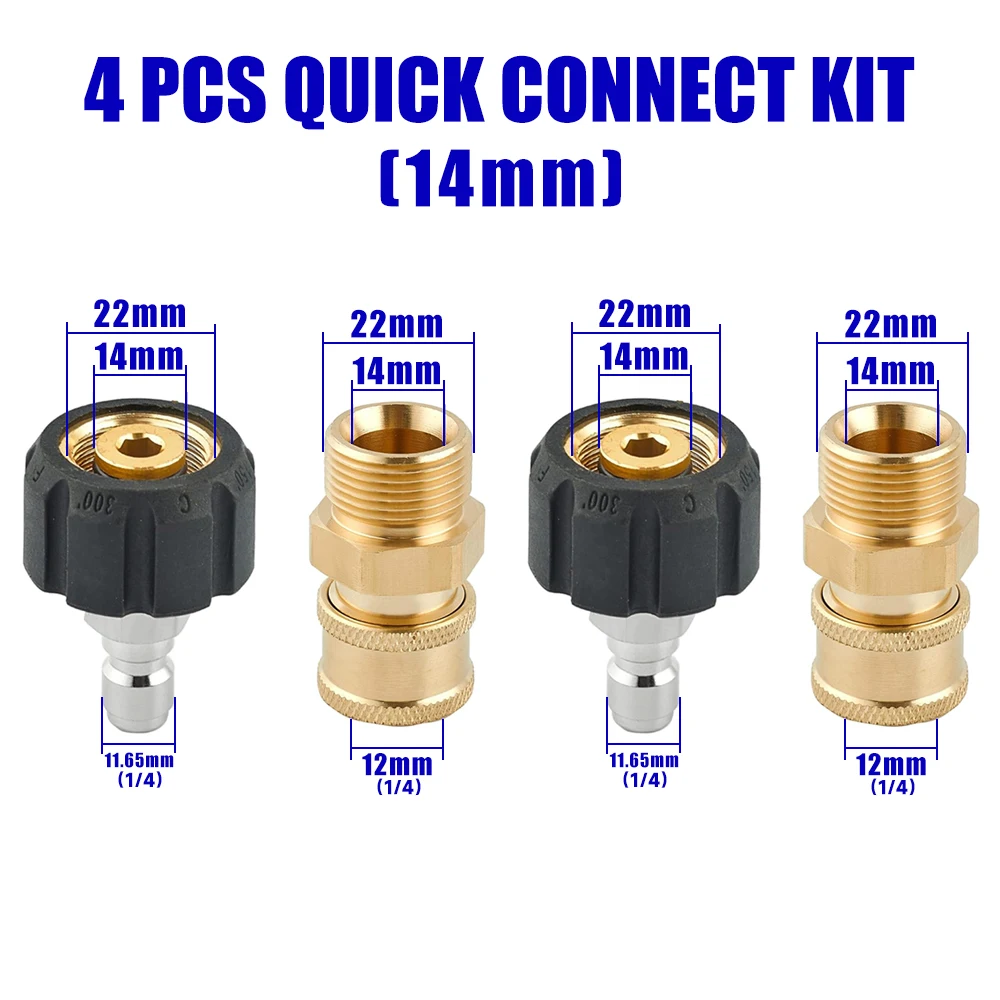 Lot De 4 Raccords Rapides 1/4" NPT Pour Nettoyeur Haute Pression - Acier Inoxydable 5000 PSI