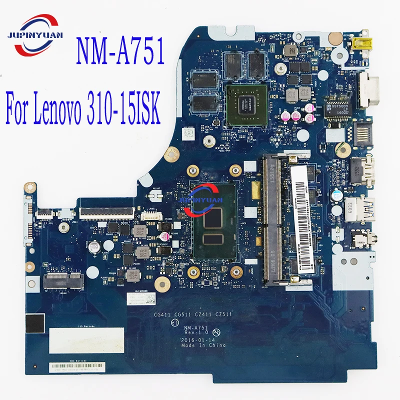 

Оригинальная материнская плата для ноутбука Lenovo 310-15ISK с процессором i3 i5 i7 6th GF920MX 2 Гб GPU 4 Гб RAM NM-A751 100% протестирована