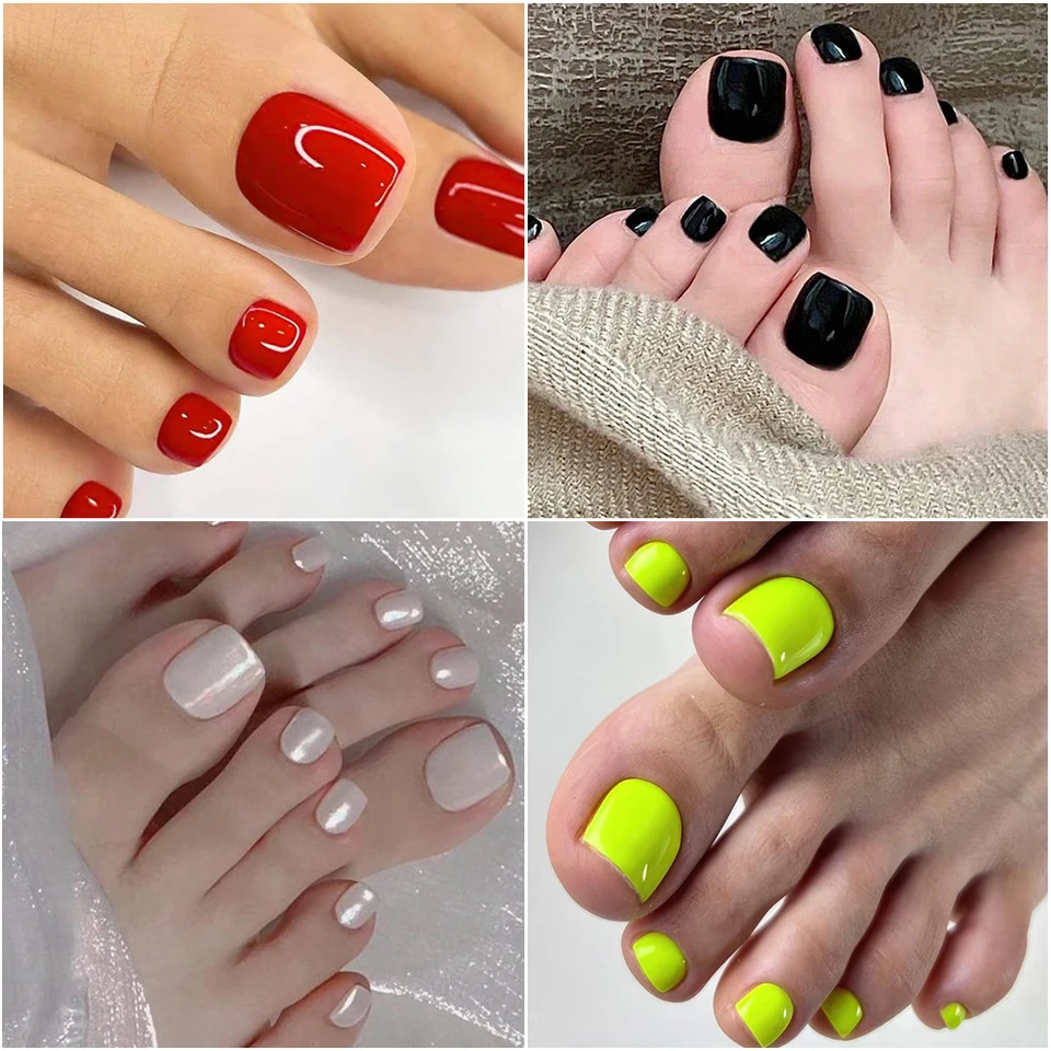 120pcs Neon Green False Toe Nails Press On Nails Soft Gel Acrylic