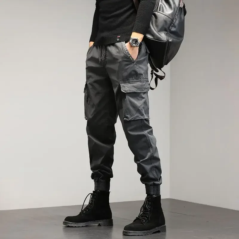 

New Multi-Pocket Cargo Pants Spring Autumn Men Loose Joggers Streetwear Casual Cotton Straight Trousers Man Solid Pants Oversize