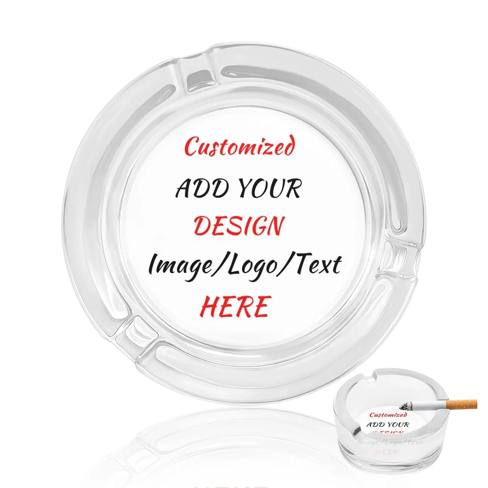 

Custom Glass Ashtray, Add Your Photo Logo Text Glass Ash Tray Personalized Home Ashtray for Office Restaurants Indoor/Outdoor