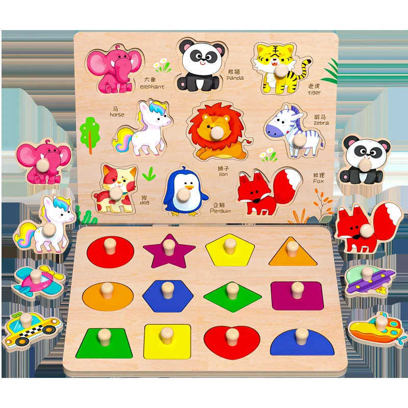 Compre 11CM Madeira colorida 3D Puzzles Cartoon Animals Crianças