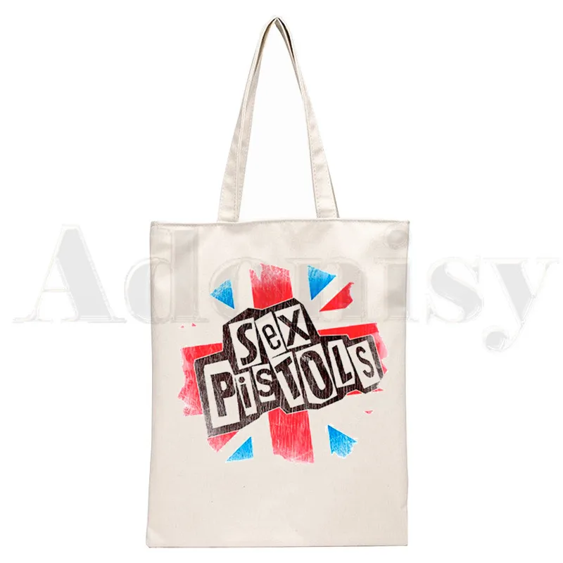 Sex Pistols Nostalgia Retro Rock Band Music Ullzang Handbag Women Elegant Canvas Bag Shoulder Bags Casual Shopping Girls Handbag