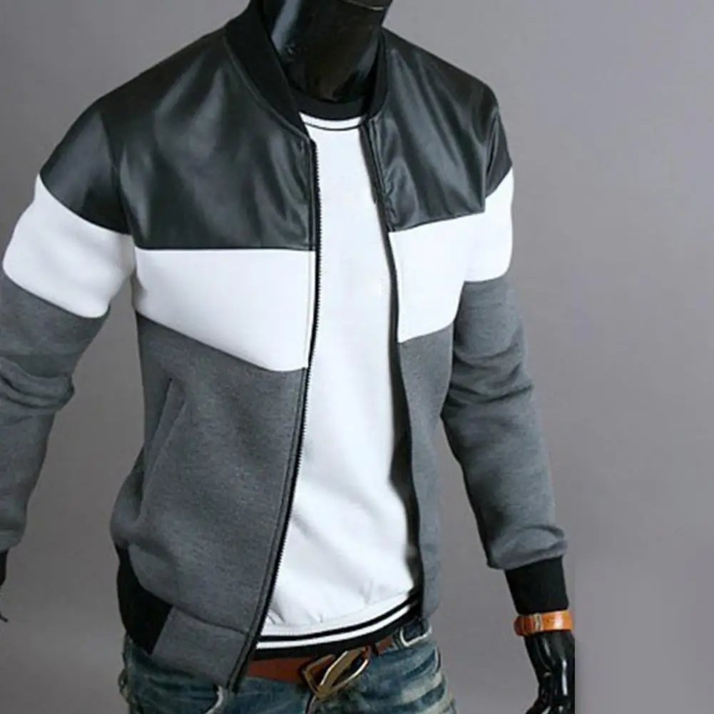 

Handsome Men Jacket Male Splicing Handsome Men Three-color Contrast Splicing Jacket Autumn Coat Beam Cuff