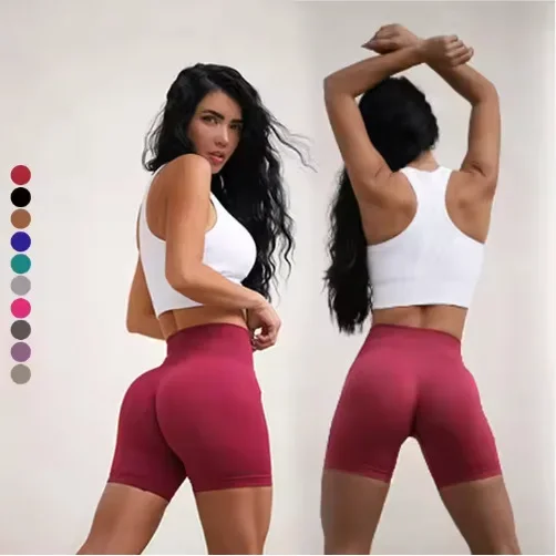NVGTN European American Cross-Border Solid Color Peach Hip Tight Shorts Seamless Gym Leggings Shaping High-Waisted Yoga Shorts