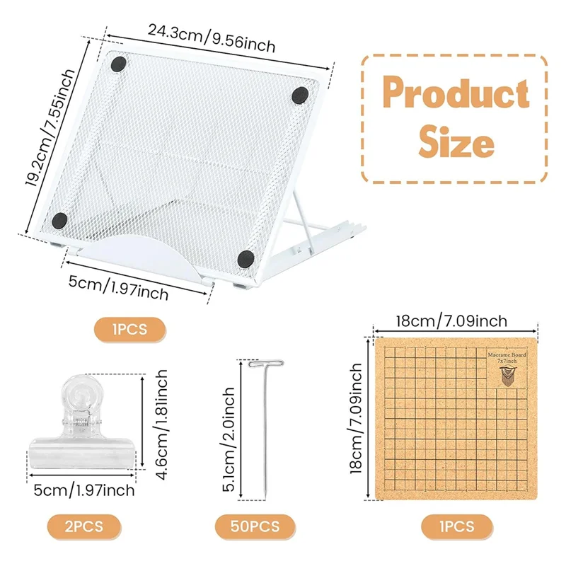 Durable 7X7 Inches Macrame Board Set Macrame Board And Metal Adjustable Holder For Braiding Cording Bracele