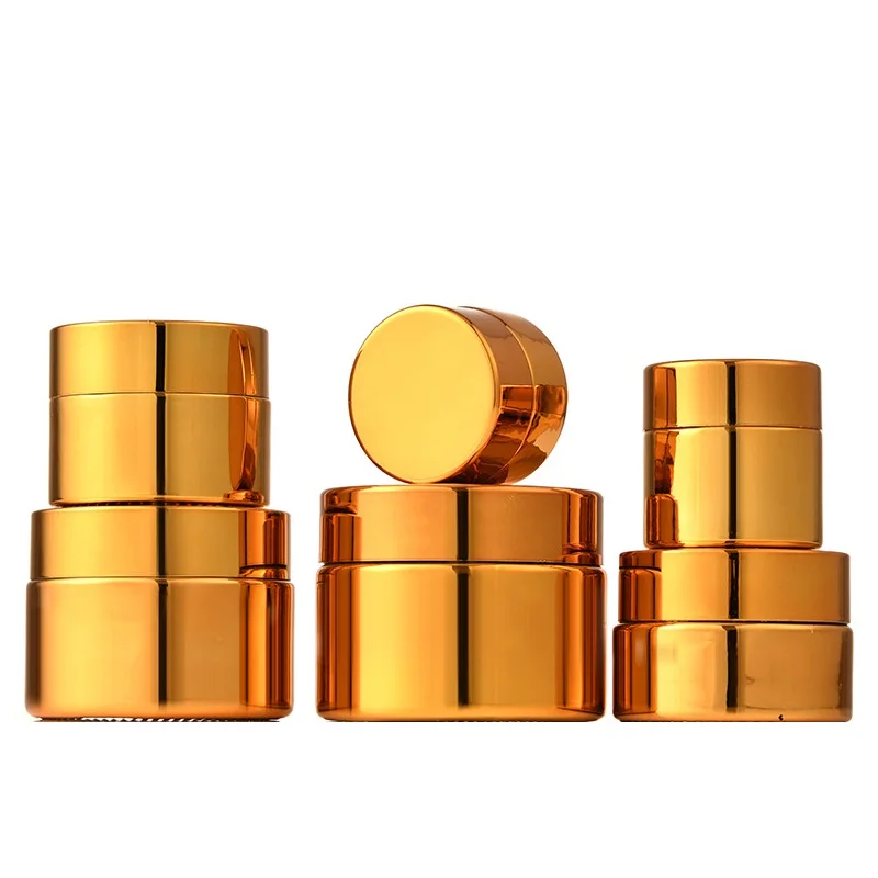

Gold Glass Jars Makeup Containers 5g 10g 15g 20g 30g 50g Empty Cosmetic Refillable Bottle Skincare Cream Pots 15pcs