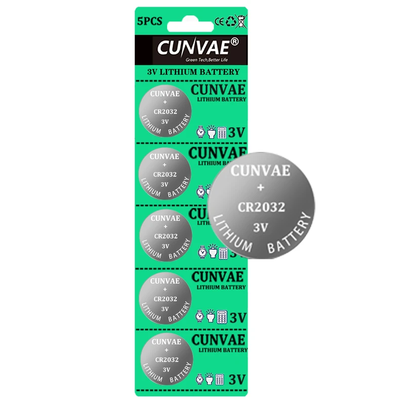 3volt Lithium Battery Battery 2032 Cunvae Battery 2032 Pack Key Fob Battery 5pcs