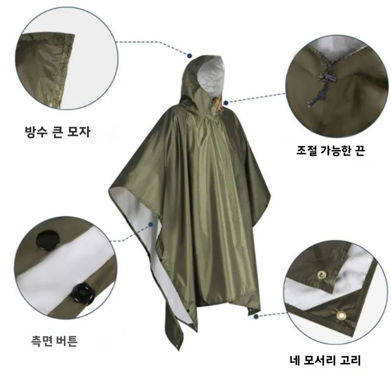새로운 야외 다기능 3-in- 휴대용 경량 레인코트, 사이클링 및 등산용 방수 커버