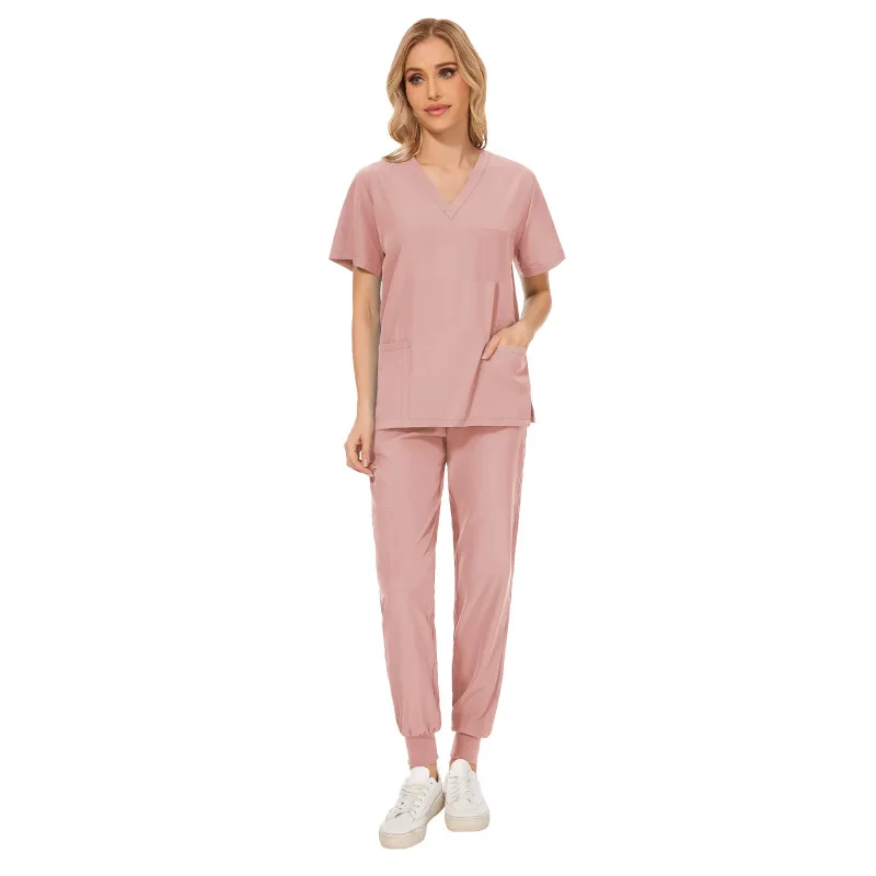 Women V-neck Short Sleeve Scrubs Surgical Nursing Uniforms Nurse Pocket Workwear Dentist Medical Uniforms Clinic Scrub Suit women scrub tops cotton color blocking v neck medical clothes short sleeve workwear nursing uniforms doctor coveralls dentistry