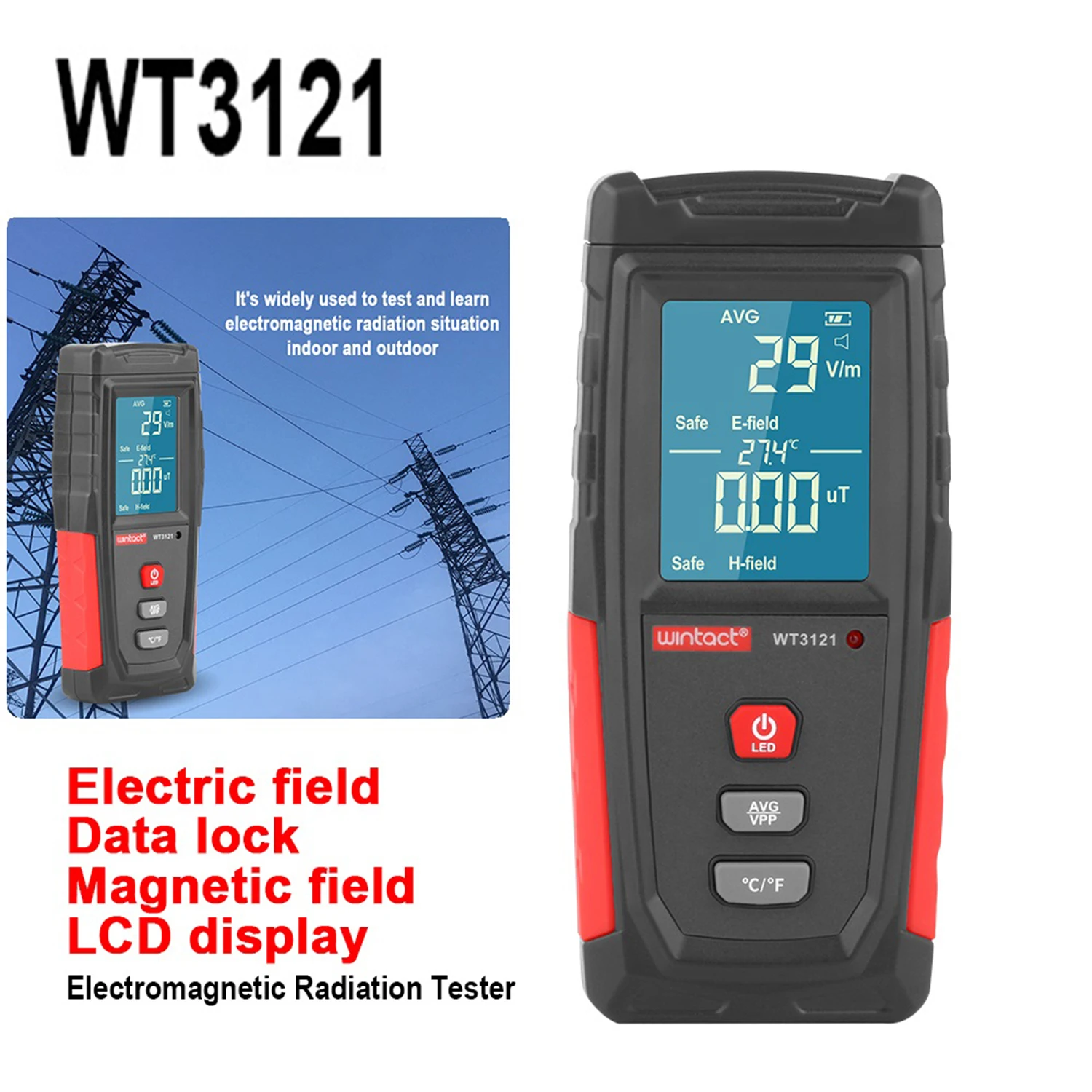 RZ Electromagnetic Field Radiation Detector Tester EMF Meter Portable Indicator Buzzer alarm magnetic Radiation survey meter