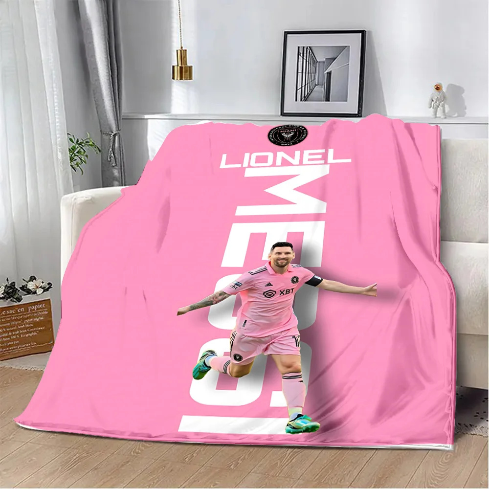 Football Miami Messi Printed Blanket for Bed Sofa Armchair Picnic Blankets Warm Blanket Comfortable Blanket Home Travel Birthday 6