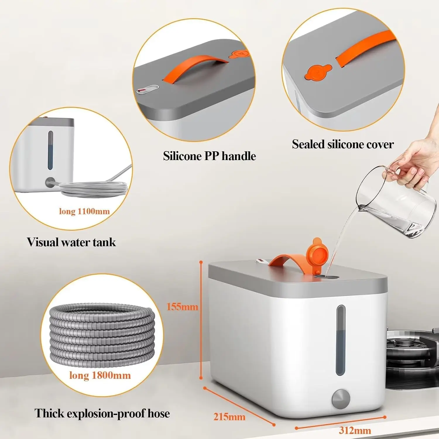 منظف بالبخار محمول باليد، سعة كبيرة 750 مل، تسخين سريع ومنظف بالبخار عالي الضغط للمنزل، يتضمن 11 ملحقًا، متعدد الاستخدامات