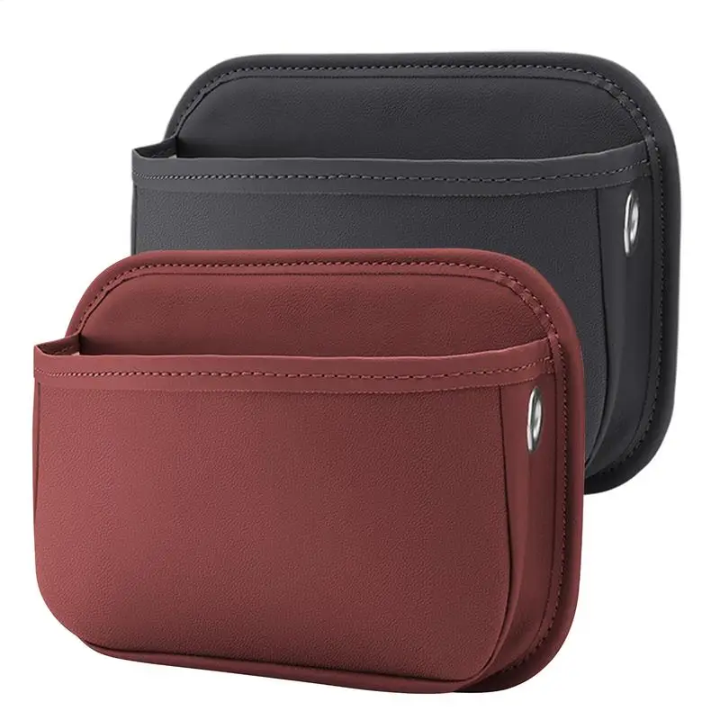 Car Pocket Organizer Vehicle Adhesive Pouch for Phone Car Seat Leather Storage Pocket for Glasses Phones Keys and Cards Sunglass