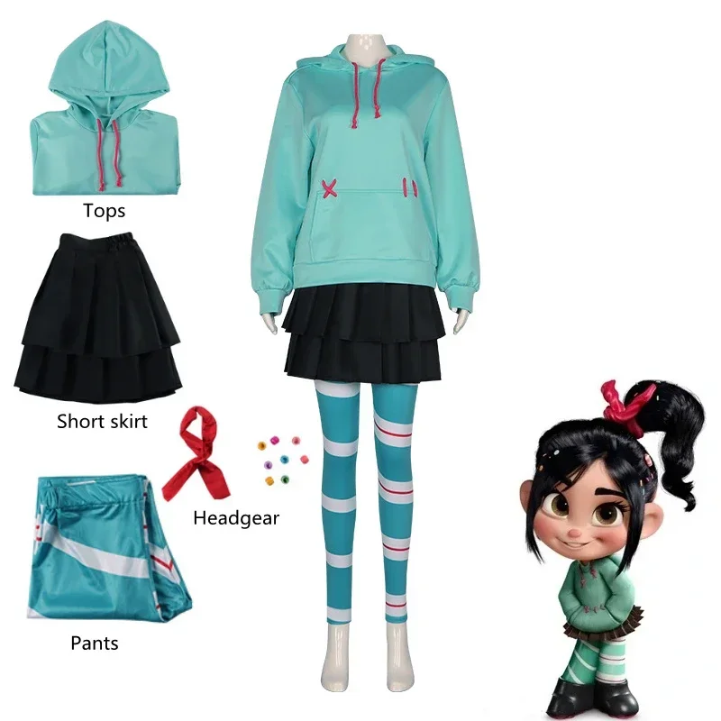 Disney Child Version Wreck-It Ralph Vanellope Von Schweetz Ralph Breaks The  Internet Kids Cosplay Costume