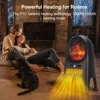 Indoor Space Heater, 1500W Ceramic Electric Heater with Flame, 24 Inch Remote 8H Timer Tower Heater with Thermostat 4