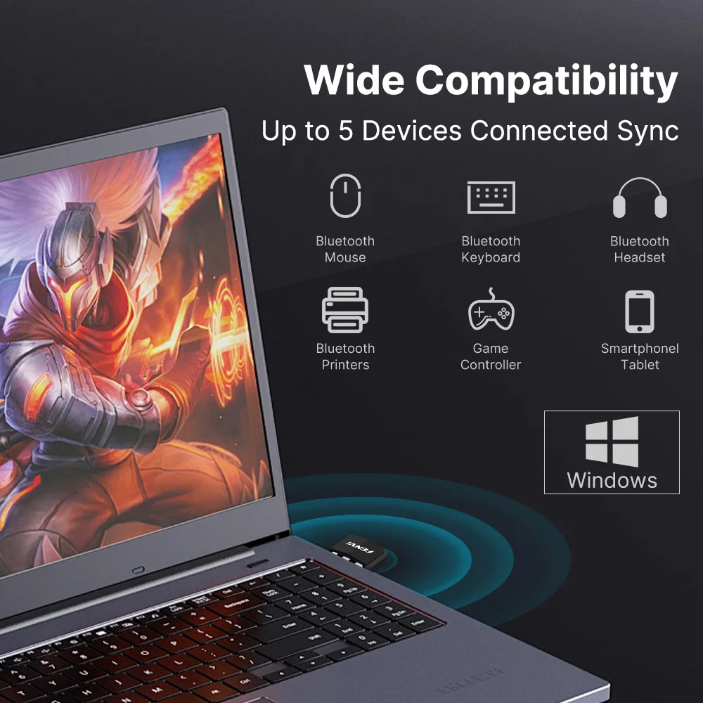 Fenvi USB 블루투스 5.4 어댑터 송신기 블루투스 동글 마우스 키보드 스피커 음악 PC 노트북 용 USB 무선 수신기