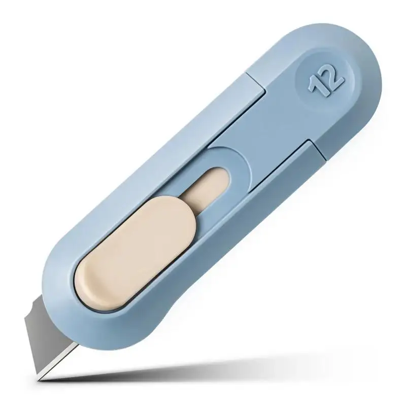 델리 1/4pcs 휴대용 종이 커터 미니 커팅 나이프 SK5 유틸리티 나이프 금속 블레이드 간편한 캐리 커터 나이프 문구 용품