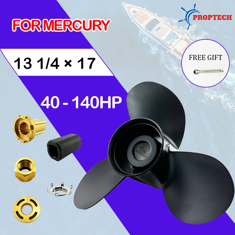 For Mercury 40 60 75 90 100 115 125 140 HP Accessory 48-77344A45 Marine Boat Outboard Propeller 13 1/4 &times; 17 Aluminum Alloy
