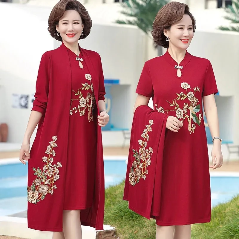 knee length dresses for ladies Two Piece Mother of The Bride Dresses,Ruffled Mother of The Bride Dress,MD00041, US8 / Dark Navy main image 1