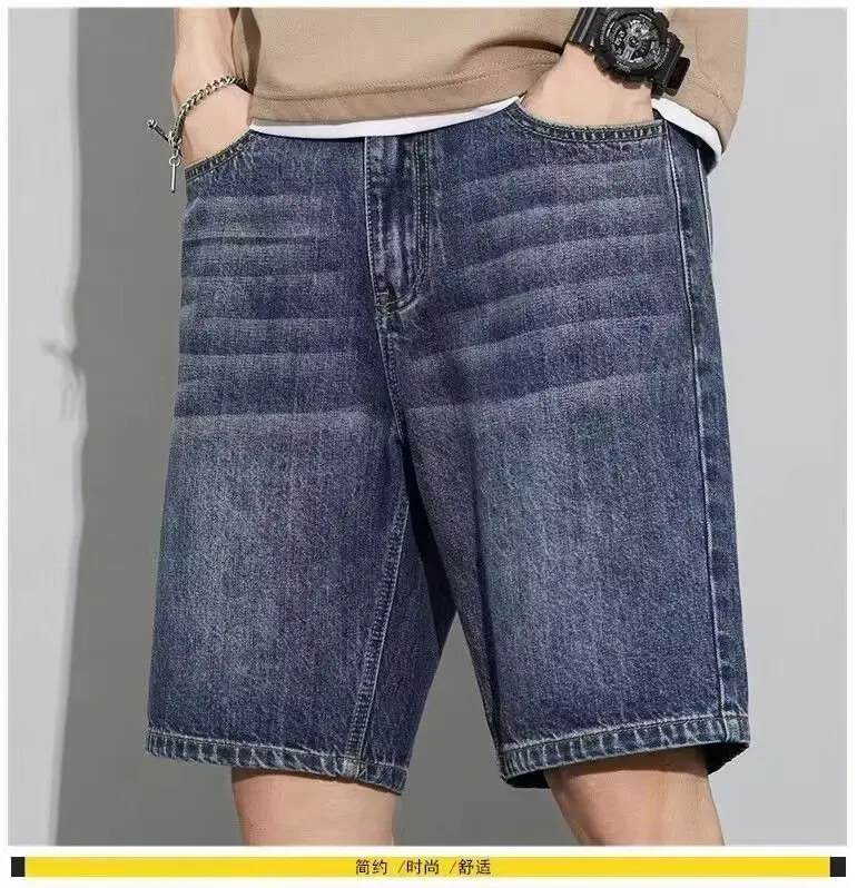 Herren Sommer Casual Denim-Shorts Lose Gerade Knielange Gewaschene Leichte Atmungsaktive Outdoor-Shorts für den Alltag – Detail 16