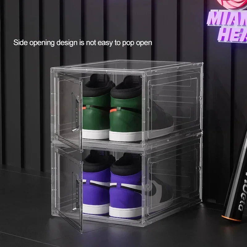 

flip cover,Shoe box, shoe storage, folding storage box, drawer-type transparent shoe cabinet, plastic shoe rack, space-saving a