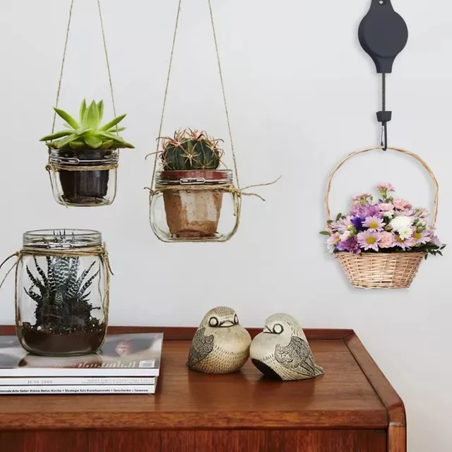 Behúzható Növényi Szíjtárcsa Állítható Függő Virágkosár Többcélú Virág Edény Horog Teleszkópos Emelőhorgok Kerti Szerszámokhoz - Image 2