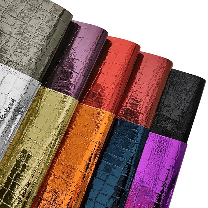 

Metallic Color Mirror Reflective Square Embossing Pu Faux Leather for Making Shoe Bag Cosmetic Bag Jacket 46*135CM