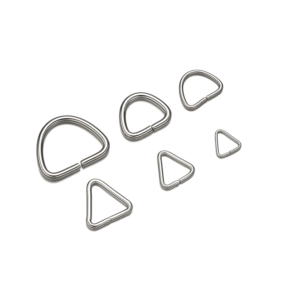 100 Stück/Los Edelstahl Dreieck D-Form Offener Sprungring, Spaltringe, Verbinder, Haken für DIY Schmuckherstellung, Zubehör, Bastelarbeiten – Detail 2