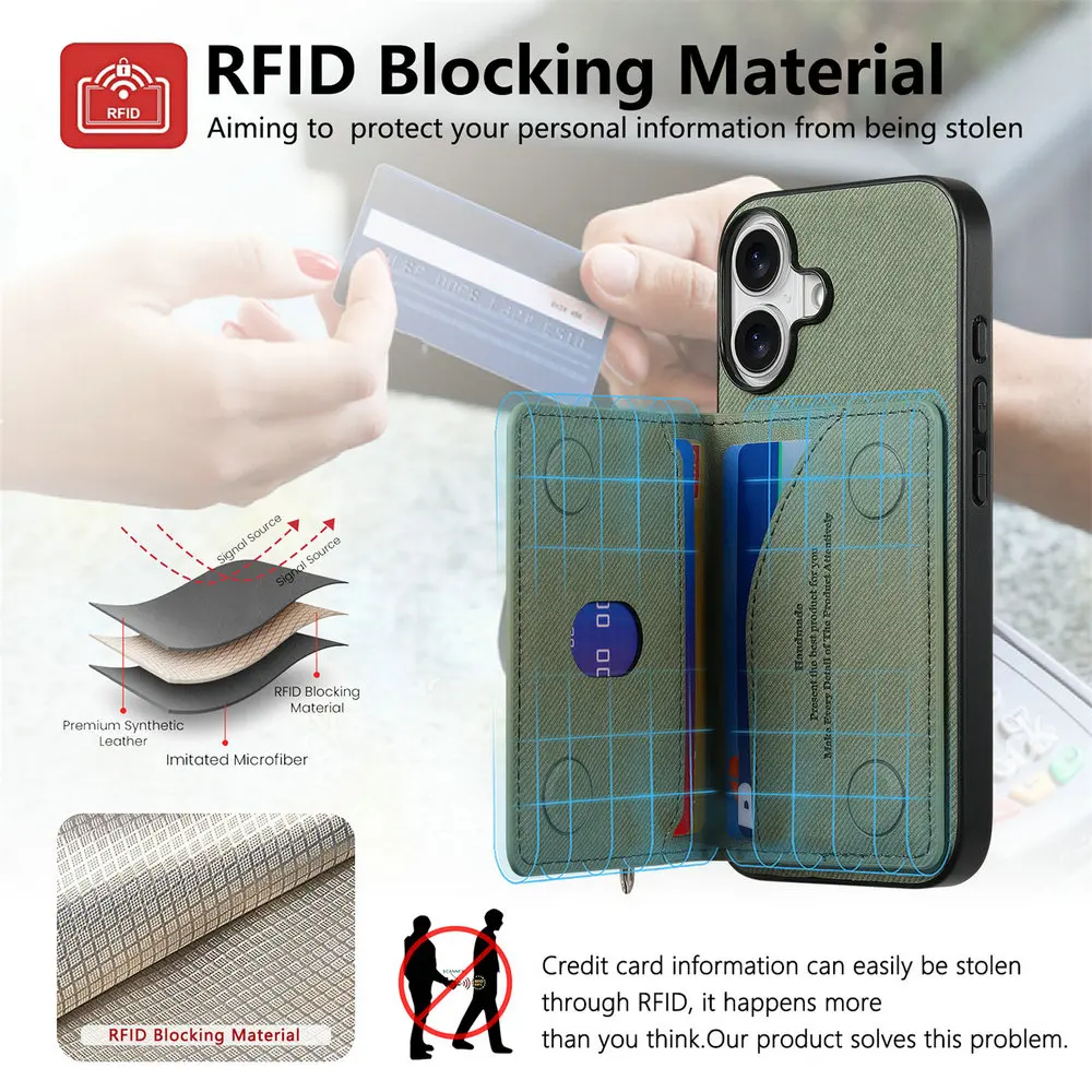 5G RFID Leather Card Case with Zipper Cover and Bumper Shell