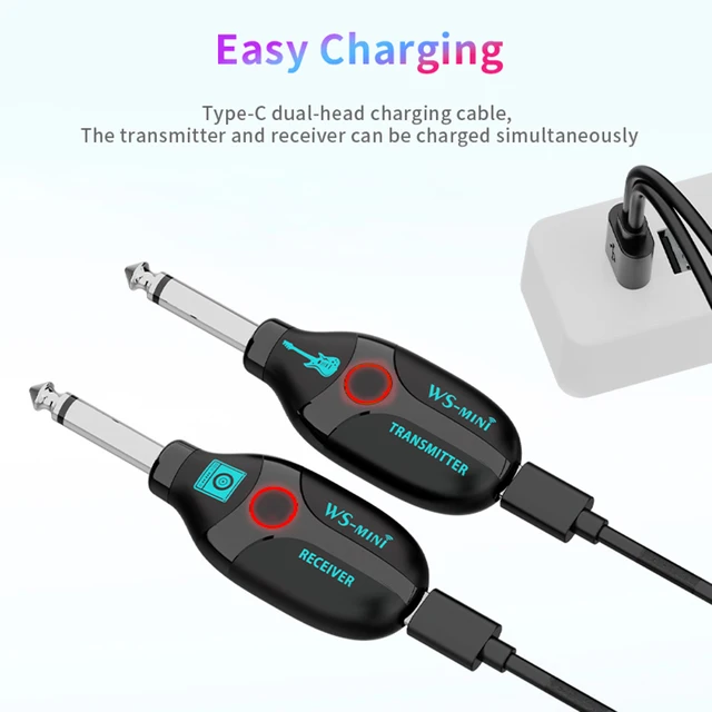 Sistema Wireless Per Chitarra LEKATO WS-10 2.4GHz - Trasmettitore E Ricevitore - Batteria Ricaricabile - Foto 2