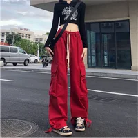 Red Cargo Pants Women Gothic Joggers High Waist Loose Female Hip Hop Trousers Korean Punk Pants Funny Capri Femme Sweatpants - Image 2