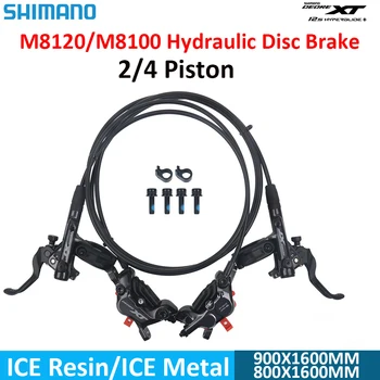 시마노 DEORE XT 유압 디스크 브레이크, 2/4 피스톤, M8100, M8120, ICE 송진, 금속 BR, BL ICE-TECH 패드, 800mm, 900mm, 1500mm, 600mm, MTB 브레이크