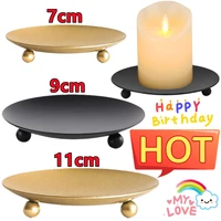 7/9/11cm Iron Plate Candle Holder Decorative Iron Pillar Candle Plate Pedestal Candle Stand for Wax Candles Spa Birthday Party 1