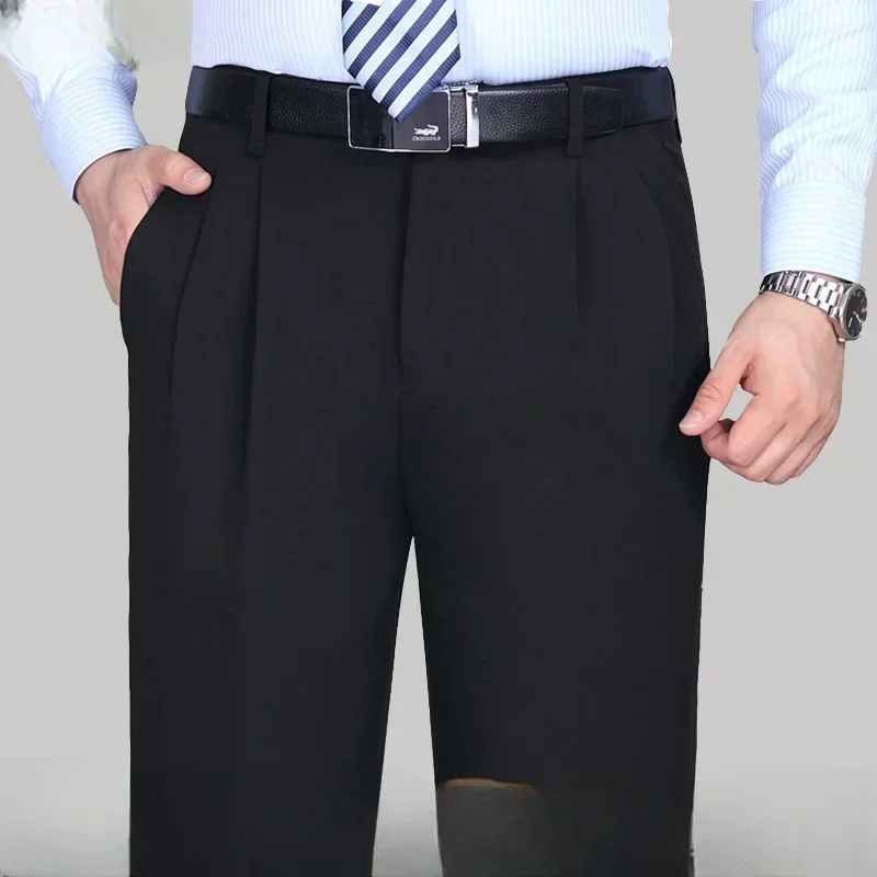 Men Pants Stretch Pants Business Pants Suit Pants High Elastic Trousers for Men Business Formal Dress Pants Casual Slim Office Social Suit Pants Streetwear Costume Homme D92