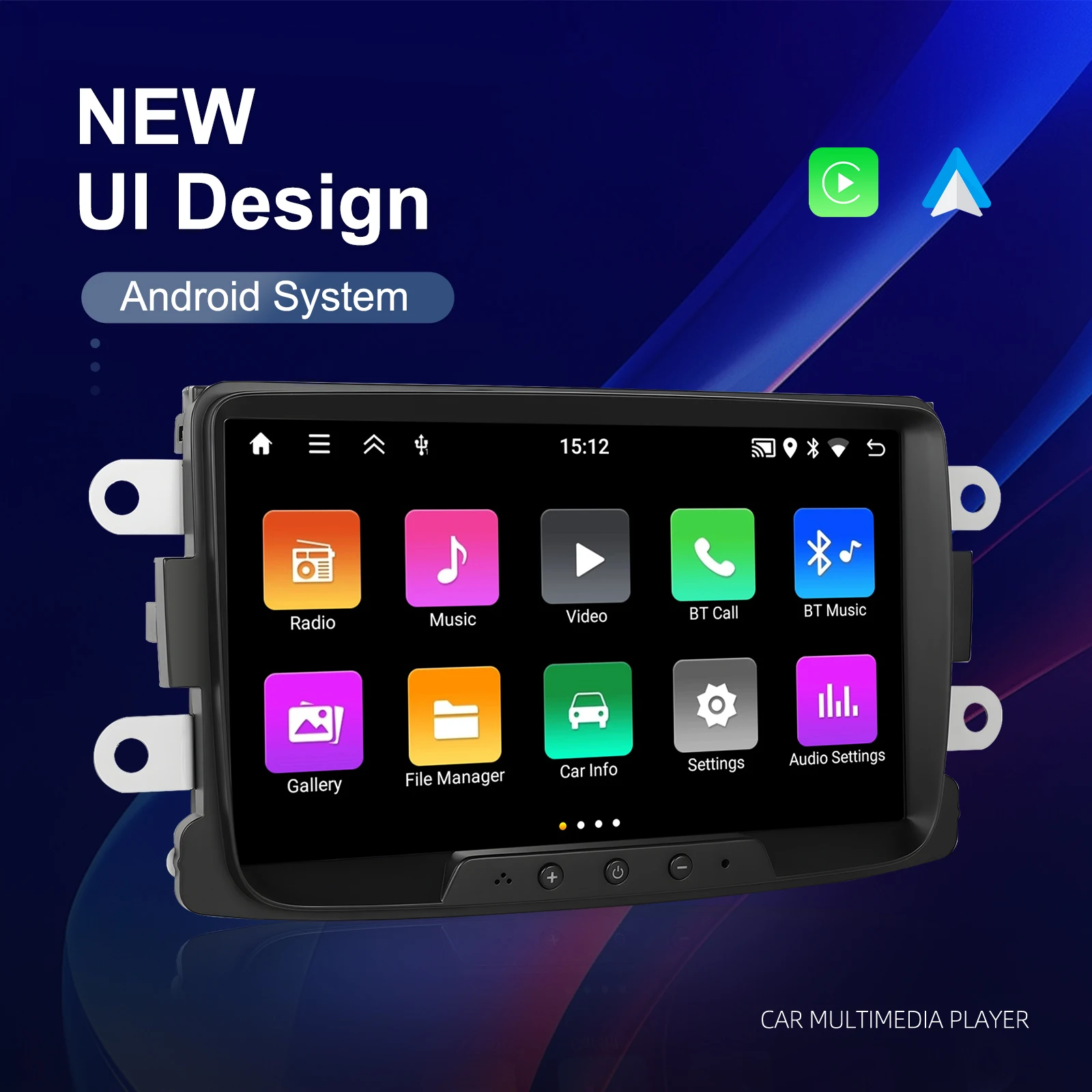 Podofo 8" Carplay Android Car Radio For Renault Car Intelligent System 2 Din GPS Navigation RDS Multimedia Car Radio