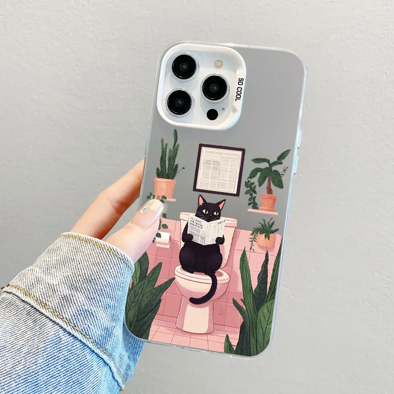 Lovely Cartoon Cat Laser Phone Case - Shockproof Protective Cover