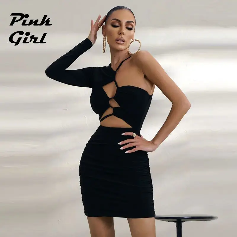 Fashion One-shoulder Long Sleeve Dress Women INS Style Sexy