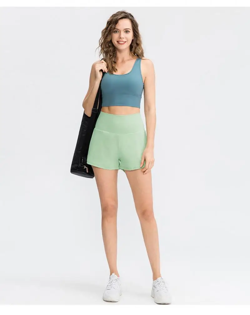 Women Sport Shorts Loose High Waist Sexy Fitness Running Dance Yoga Tennis Golf Fake Two-piece Anti- Embarrassment Shorts MM409