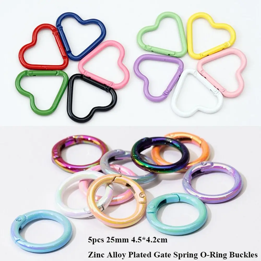 

5pcs Multicolors Spring O-Ring Buckles 25mm 4.5*4.2cm Round/Heart Shape Carabiner Snap Clasp Clip Purses Handbags