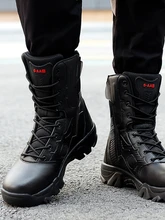  Men Tactical Military Boots Mens Casual Shoes Leather SWAT Army Boot Motorcycle Ankle Combat Boots Black Botas Militares Hombre 