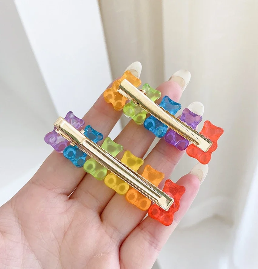 Hair accessory hair clip pearl hairpins Candy Color Jelly Bear Hair Barrette Clips Barrettes Cute Cartoon Animal Hairpin Women Girls Hairgrips Hair Acccessories Gifts