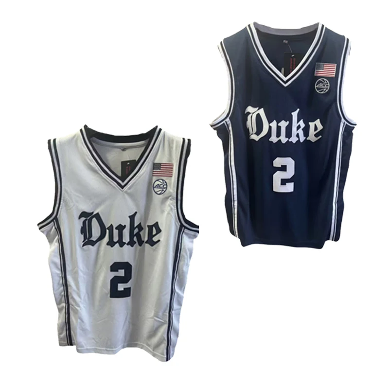American basketball jersey BUKE FLAGG 2 Sewing embroidery at a goog price large size White Deep Blue Sweat absorption