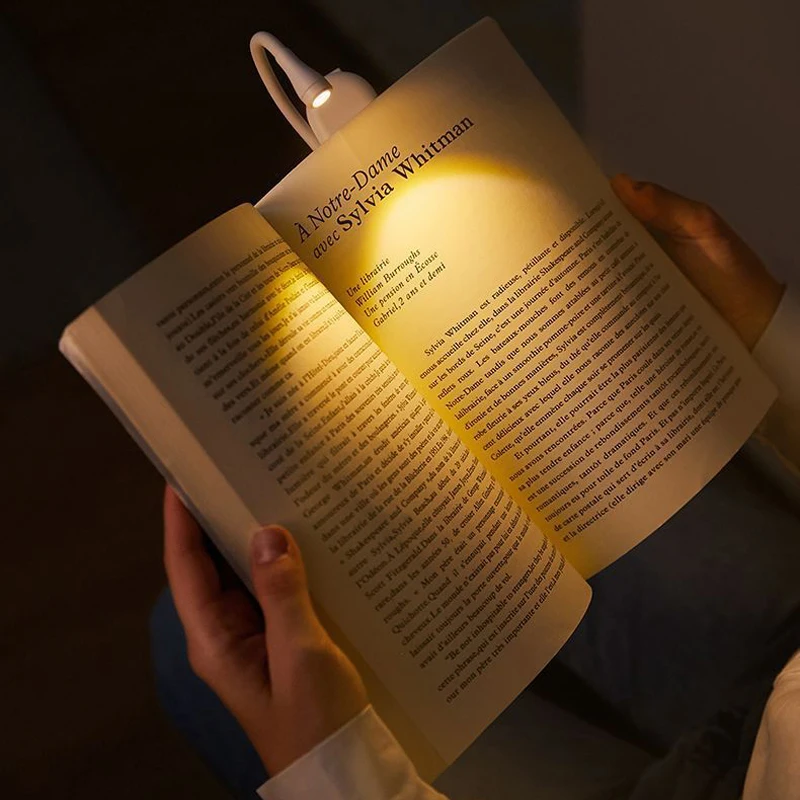 Book Light USB Rechargeable Reading Light Stepless Warm Cool White Daylight Portable Flexible Easy Clip Night Reading Lamp