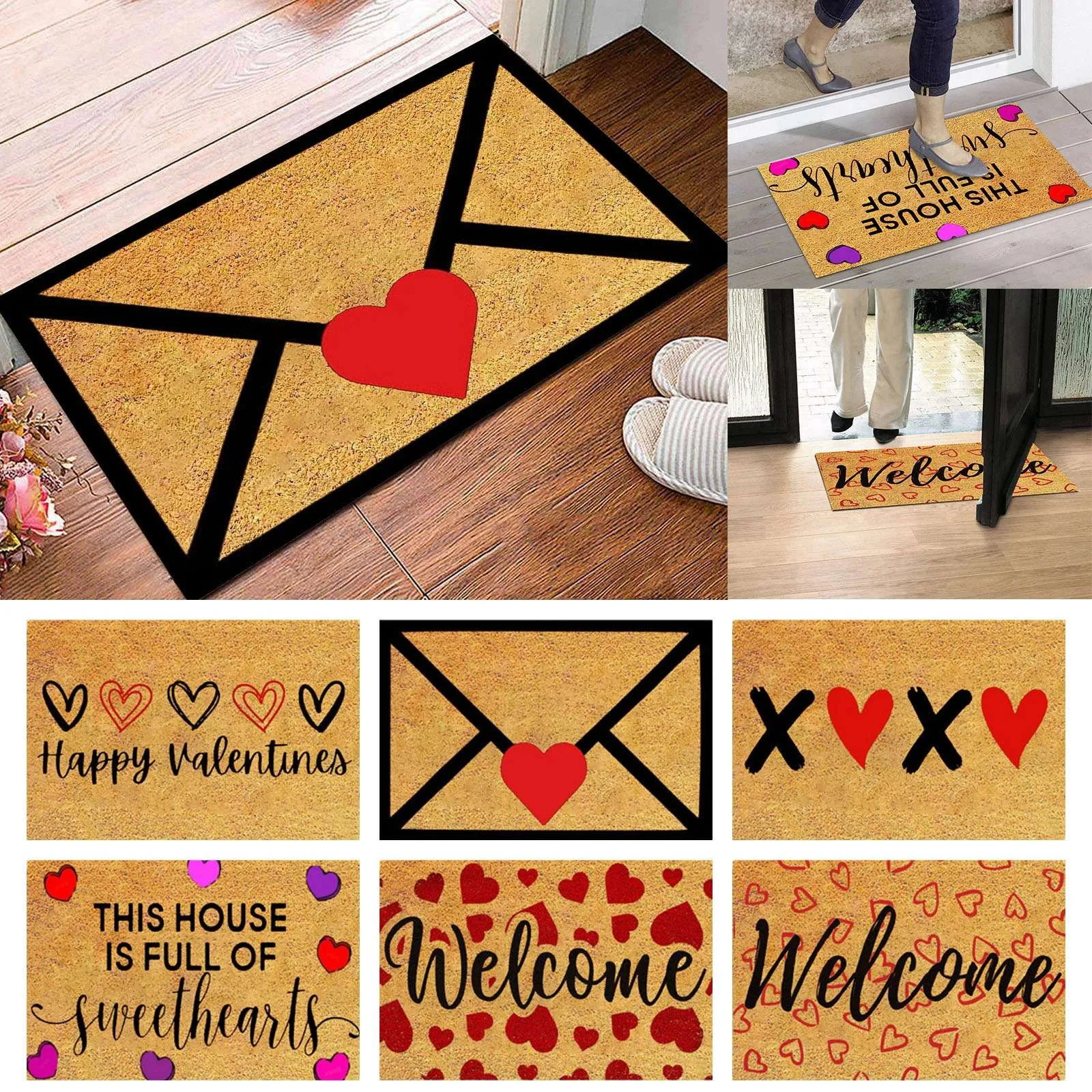 

Valentines Rug Kitchen Floor Mats Waterproof Non-Slip Dirt-Resistant Foot Mats Household Mat Entry Digital Printing Carpet Decor