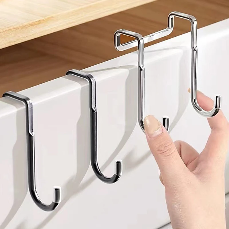 1/3/5PCS Hooks Door Hook S-shaped Towel Bag Hook Stainless Steel Cabinet Hooks Kitchen Bathroom Home Storage Organization